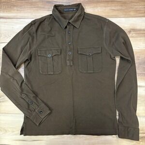 Ralph Lauren Black Label Polo Mens M Utility Workwear Cotton Pique Brown Olive